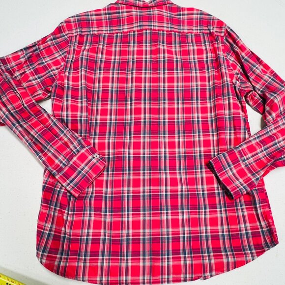 Untuckit Button Down Plaid Red Blue White Lightweight Cotton Shirt Men's Large. - Picture 8 of 8